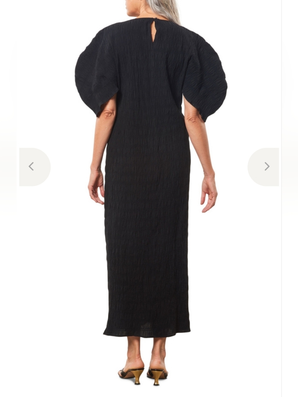 Mara Hoffman Black Aranza Textured Balloon-Sleeve Maxi Dress Size XL - Picture 2 of 7